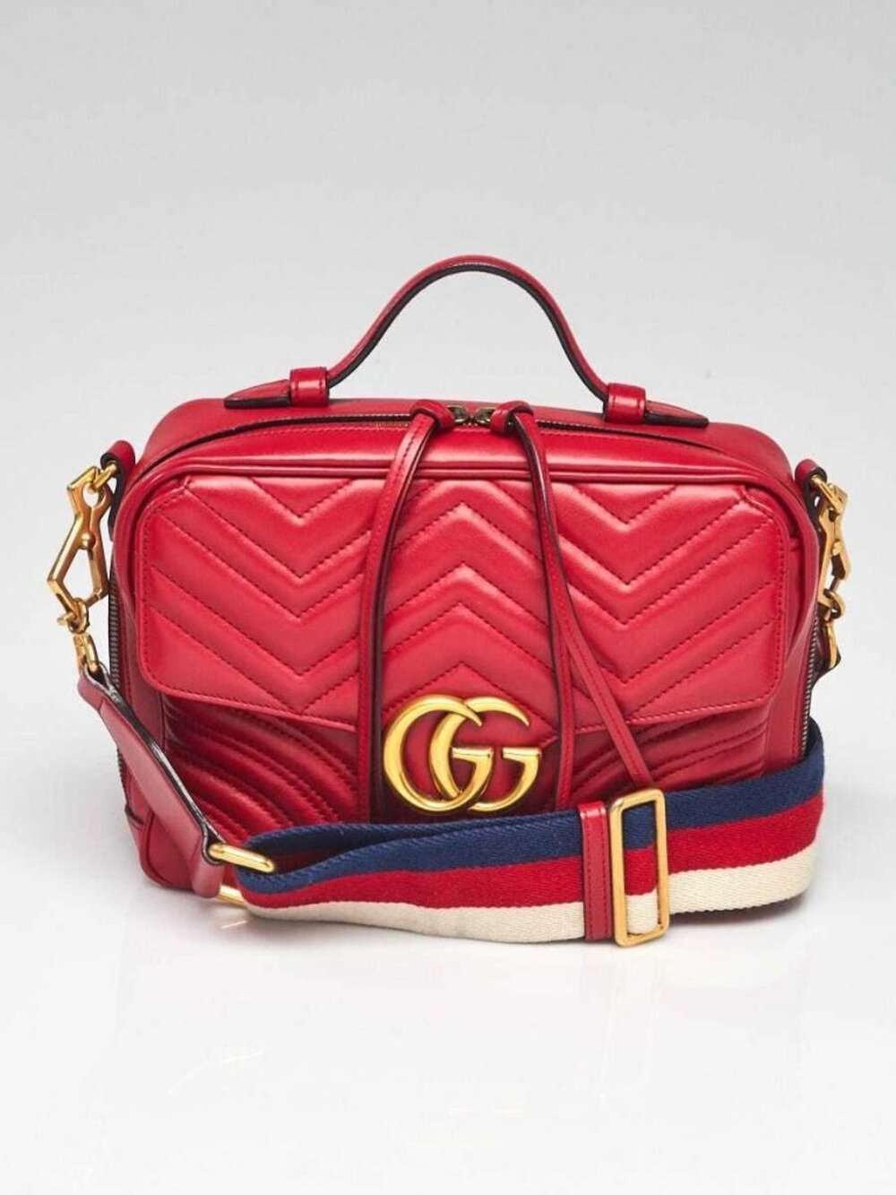 Gucci Red Quilted Leather Marmont Small Shoulder Bag